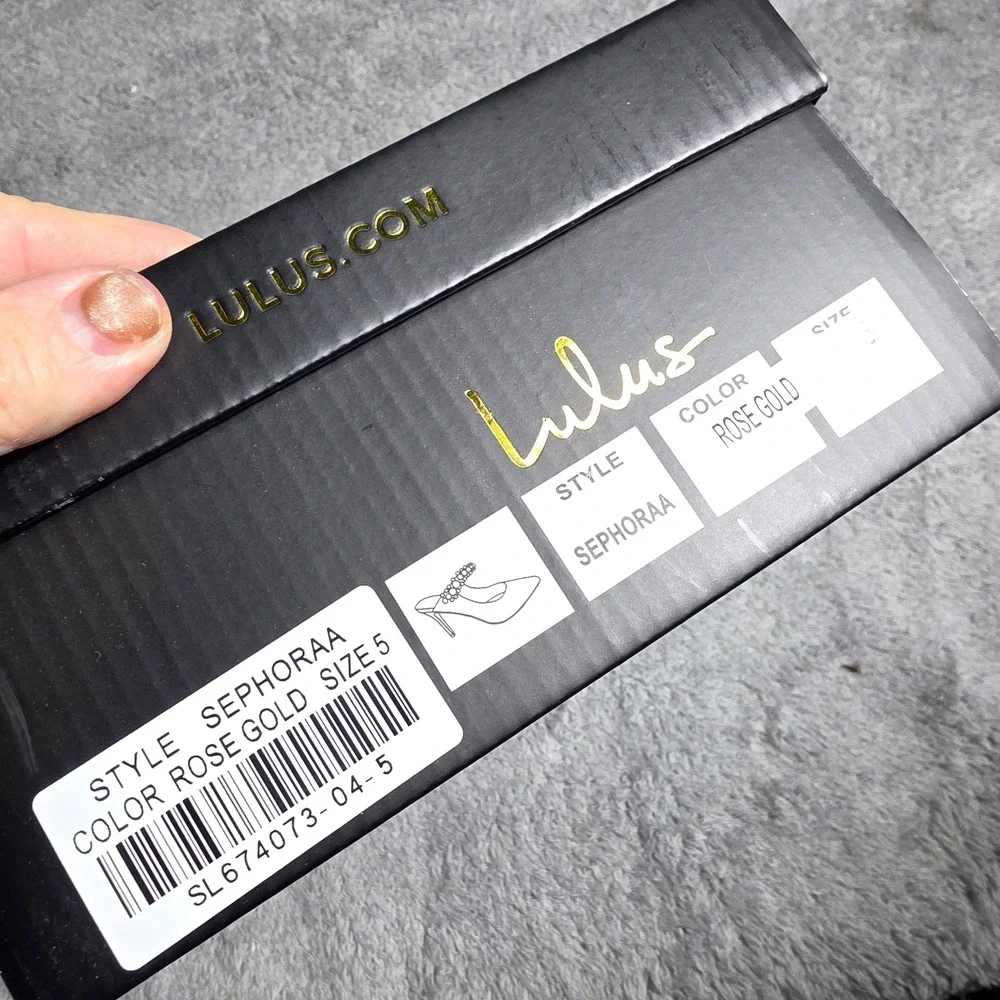 Lulus Sephoraa Rose Gold Pearl Crystal Embellished Pointed Toe Mules Heels 5 NEW - Picture 5 of 5